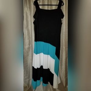 Maxi Dress plus size Black/Jade/white